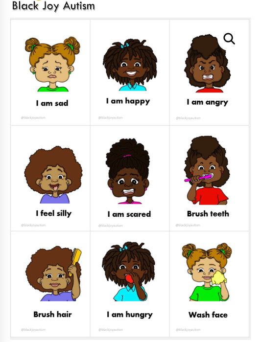 Black Joy Autism Communication Cards